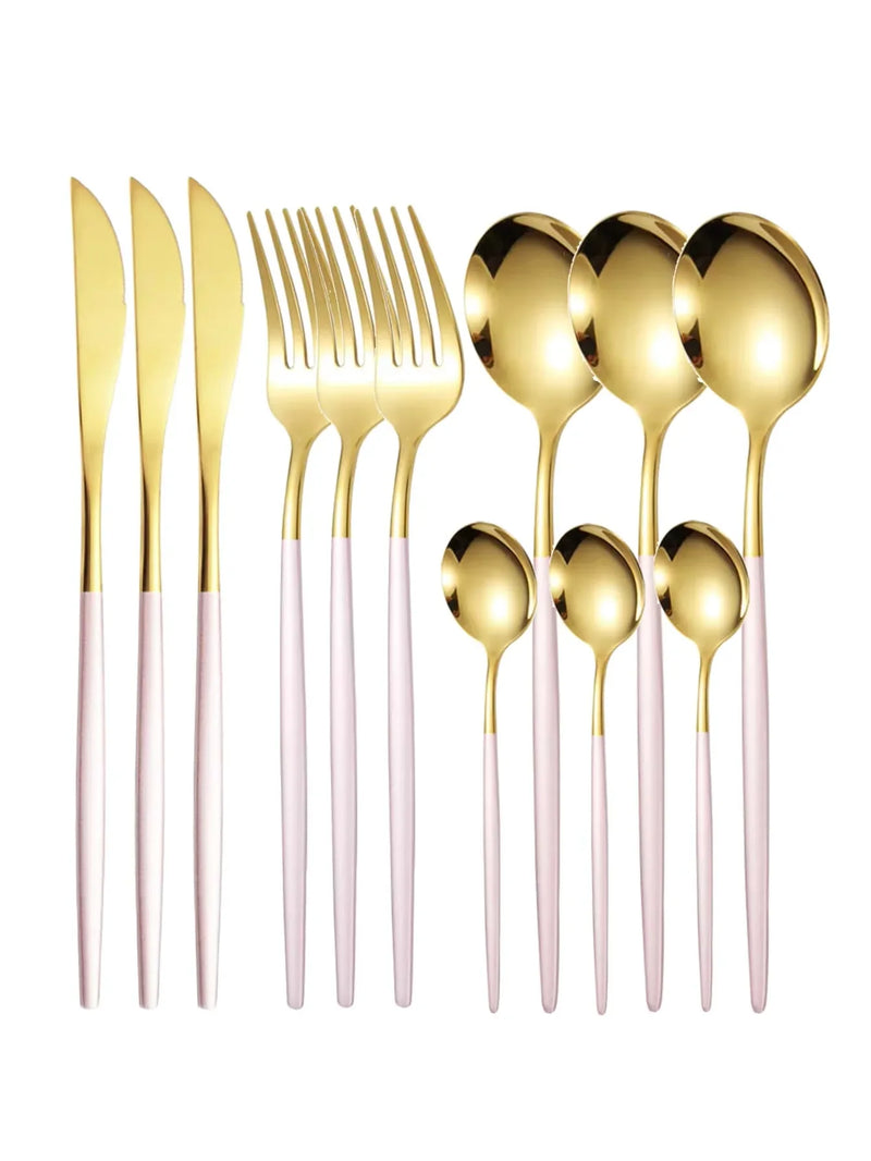 Axyaa 12pc Stainless Steel Cutlery Set - Knife, Fork, Spoon