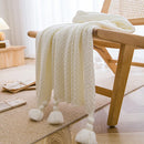 Axyaa Nordic Chunky Knit Blanket with Tassel for Bed Sofa Couch Embossed Waffle Pattern
