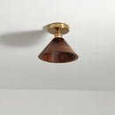 Axyaa Walnut Copper LED Ceiling Lamp Modern Lighting for Home Lobby Living Room