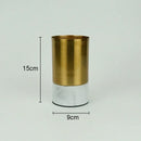 Axyaa Imitation Marble Gold Metal Vase & Artificial Flowers Decor - Desk Decoration Craft