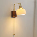 Axyaa LED Wall Sconce Pull Chain Switch Copper Ceramic Nordic Stair Light Fixtures