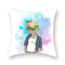 Axyaa Flower Head Cow Print Pillowcase 45x45cm