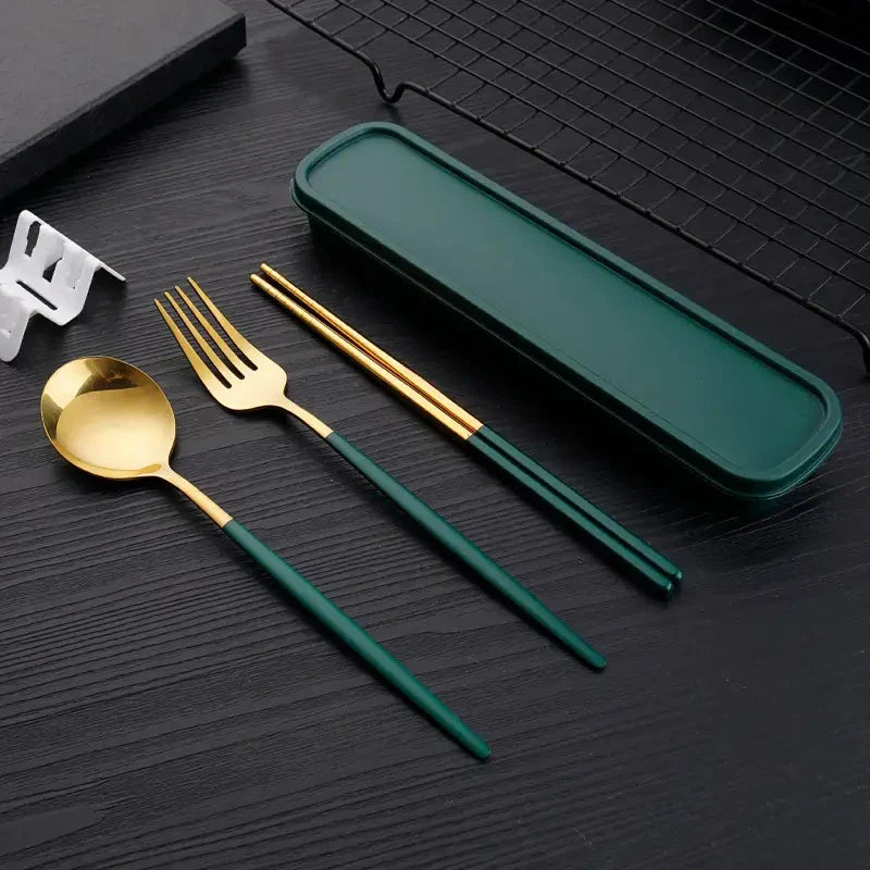Axyaa Stainless Steel Portable Cutlery Set for Home, Picnics & Students – 3pcs