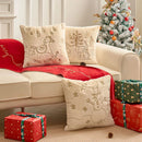 Axyaa Christmas Embroidered Beige Pillowcase 45x45cm Plush Winter Sofa Decor