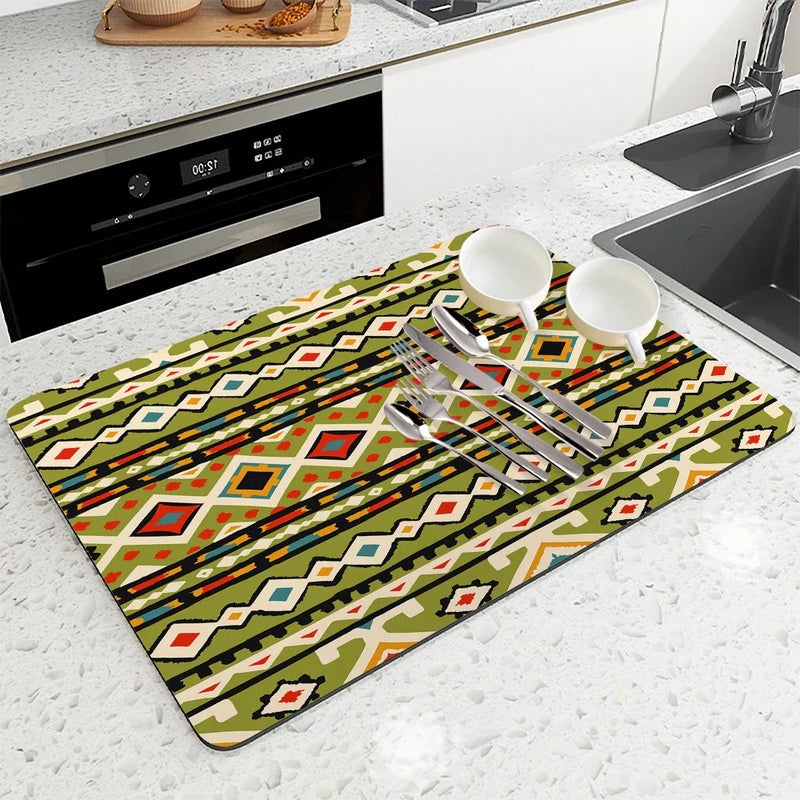 Ethnic Absorbent Draining Mat by Axyaa: Quick Dry Kitchen & Bathroom Mat