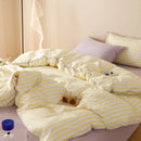 Axyaa Yellow Stripe Bedding Set Full Queen Bed Linen Cotton Duvet Cover Pillowcase