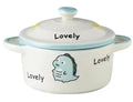Axyaa Double Ear Ceramic Bowl with Lid for Kids and Food Storage