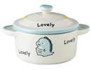 Axyaa Double Ear Ceramic Bowl with Lid for Kids and Food Storage