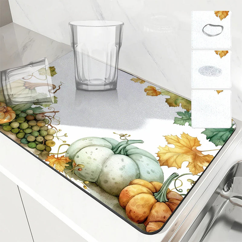 Axyaa Diatom Kitchen Tableware Draining Mats - Thanksgiving Absorbent Bowls Pad