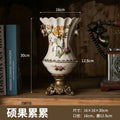 Axyaa Retro Ice Crack Ceramic Vase, European Double-Ear High-Footed Home Decor