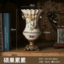 Axyaa Retro Ice Crack Ceramic Vase, European Double-Ear High-Footed Home Decor