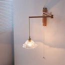 Axyaa Vintage LED Wall Lamp Amber Glass Wood Wabi Sabi Arandela