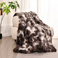 Axyaa Luxe Double Layer Rabbit Fur Tie-Dye Throw Blanket