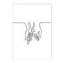 Axyaa Cat Print Hand in Hand Wall Art Canvas Painting Black White Poster Home Decor