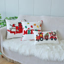 Axyaa Christmas Embroidered Pillow Cover - Canvas Letter Decor Pillowcase