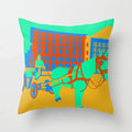 Pink Anime City Print Polyester Pillowcase 45x45cm for Bedroom Living Room by Axyaa.