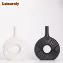 Axyaa Donut Design Ceramic Vase for Single Branch Flower Arranging