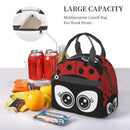 Axyaa Cartoon Ladybug Insulated Lunch Bag for Children Women School Work, Portable Bento Box