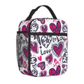 Axyaa Heart Insulated Lunch Bag: Romantic Portable Thermal Box for Work Picnic Travel