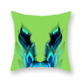 Axyaa Avocado Green Feather Print Pillow Cover 45x45cm