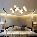 Axyaa White Glass Ball Black Gold Chandelier Bubble Hanging Lights