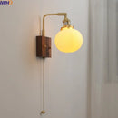 Axyaa LED Wall Sconce Pull Chain Switch Copper Ceramic Nordic Stair Light Fixtures