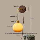 Axyaa Walnut Wood LED Wall Lamp with Pull Chain Switch