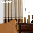 Axyaa Striped Jacquard Curtain: Gold Luxury High Quality Window Drapes for Living Room & Bedroom
