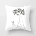 Minimalist White Pillow Cover - Axyaa Portrait Sketch Nordic Cushion