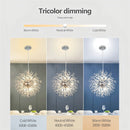Axyaa Crystal Ceiling Chandelier: 3 Color Dimming LED Pendant Light for Bedroom & Living Room