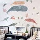 Axyaa Ocean Life Nursery Wall Decal for Babies Room, Peel and Stick Soft Watercolor Art