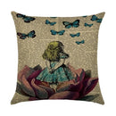 Axyaa Linen Butterfly Flower Sofa Cushion Cover 45*45 - Home Decor Printed Pillow Case