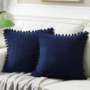 Axyaa Velvet Pillow Covers with Pom-poms - Orange Fall Decor for Sofa