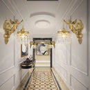Axyaa Brass Angel Pendant Chandelier with Crystal Flower Wall Sconce Light
