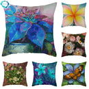 Axyaa Natural Flower Bird Linen Cushion Cover ��� Decorative Pillow Cases