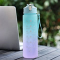 Axyaa Sports Water Bottle with Straw, Large Capacity, Leak-Proof, Portable, Motivational, Outdoor & Travel