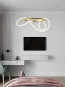 Axyaa Minimalist LED Neon Strip Ceiling Chandeliers in Black/Gold