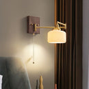 Axyaa Wood Swing Arm LED Wall Light - Rotatable Bedside Lamp
