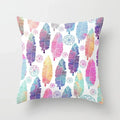 Axyaa White Feather Pillowcase Blue Polyester Cushion Cover for Home Decor
