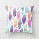 Axyaa White Feather Pillowcase Blue Polyester Cushion Cover for Home Decor