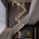 Axyaa Crystal Chandelier Stair Pendant Living Room Pendant Lights Interior Lighting