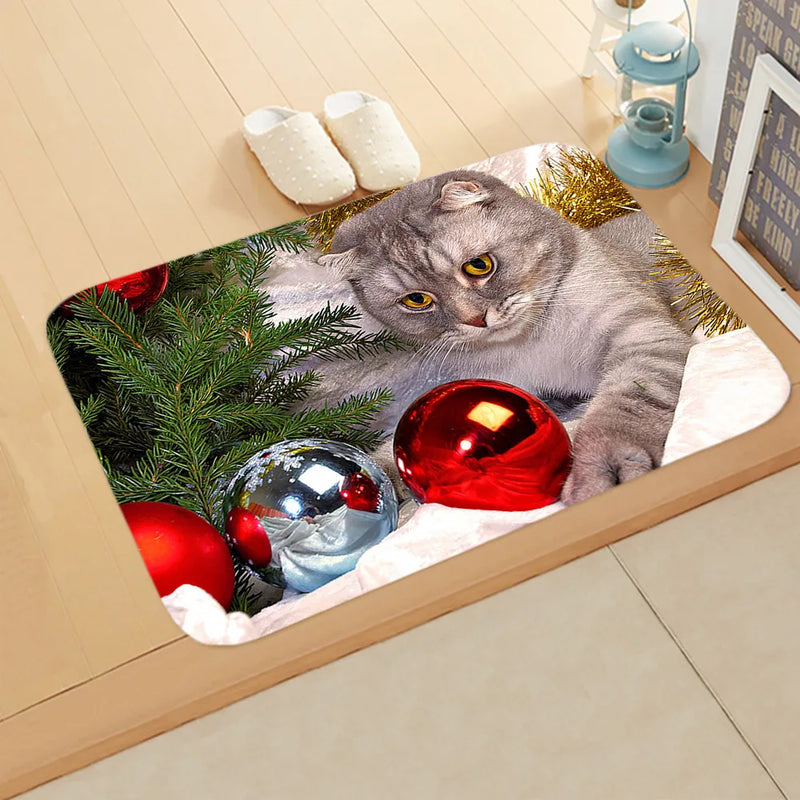 Axyaa Christmas Animal Print Door Mat - Non-Slip Home Decoration