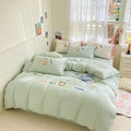 Axyaa Ice Cream Embroidered Bedding Set: Duvet Cover, Sheet, Pillowcases - Soft & Skin-friendly