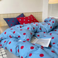 Axyaa Retro Dot Mixed Color Duvet Cover Set, Queen Size, Washed Cotton, Skin-friendly