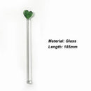 Axyaa Cactus Glass Stir Stick: Colorful, Long Handle for Cocktails, Juice, Coffee