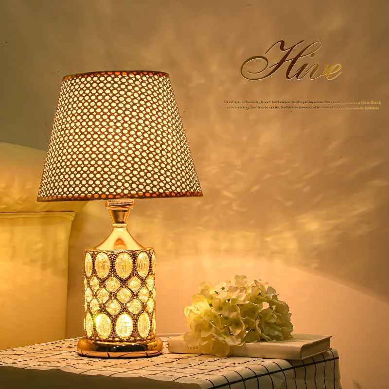 Axyaa Elegant Crystal Table Lamp for Bedroom Nightstand - Warm and Romantic Lighting