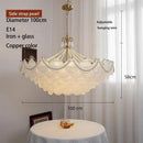Axyaa Nordic Luxury Glass Shell Chandelier | Modern LED Pendant Light Fixture for Home Decor