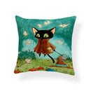 Axyaa Creative Fox Christmas Tree Cushion Cover - Retro Animal Sofa Decor Pillowcase