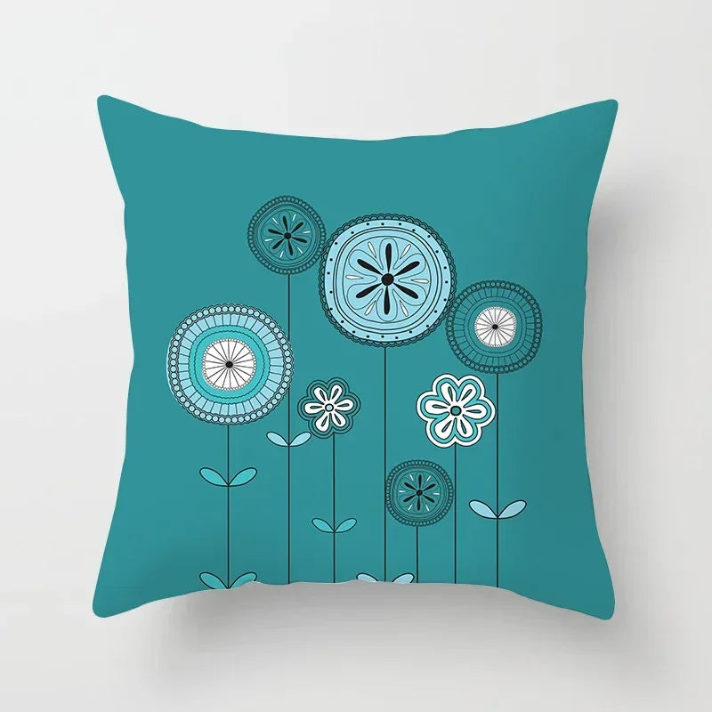 Axyaa Abstract Line Flower Print Pillowcase