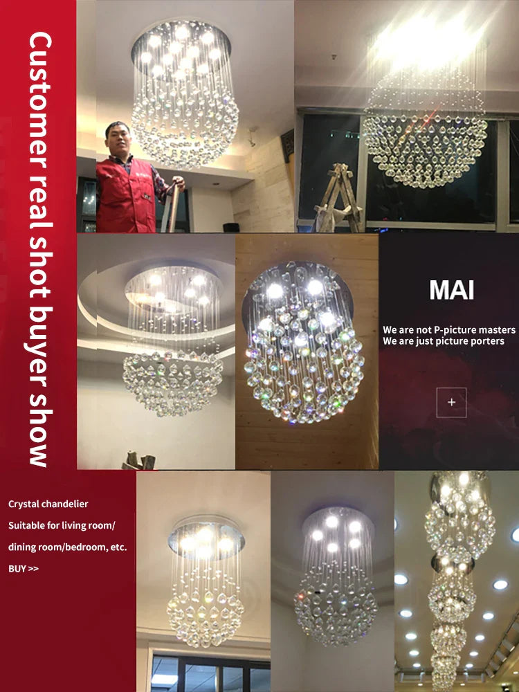 Axyaa Crystal Ball Villa Chandelier for Living Room and Restaurant